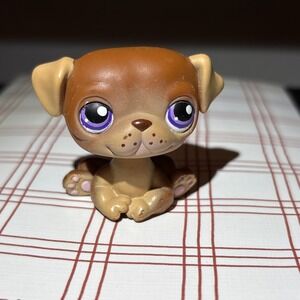 Littlest Pet Shop LPS Authentic Hasbro #133 Pug Dog Purple Eyes 2004